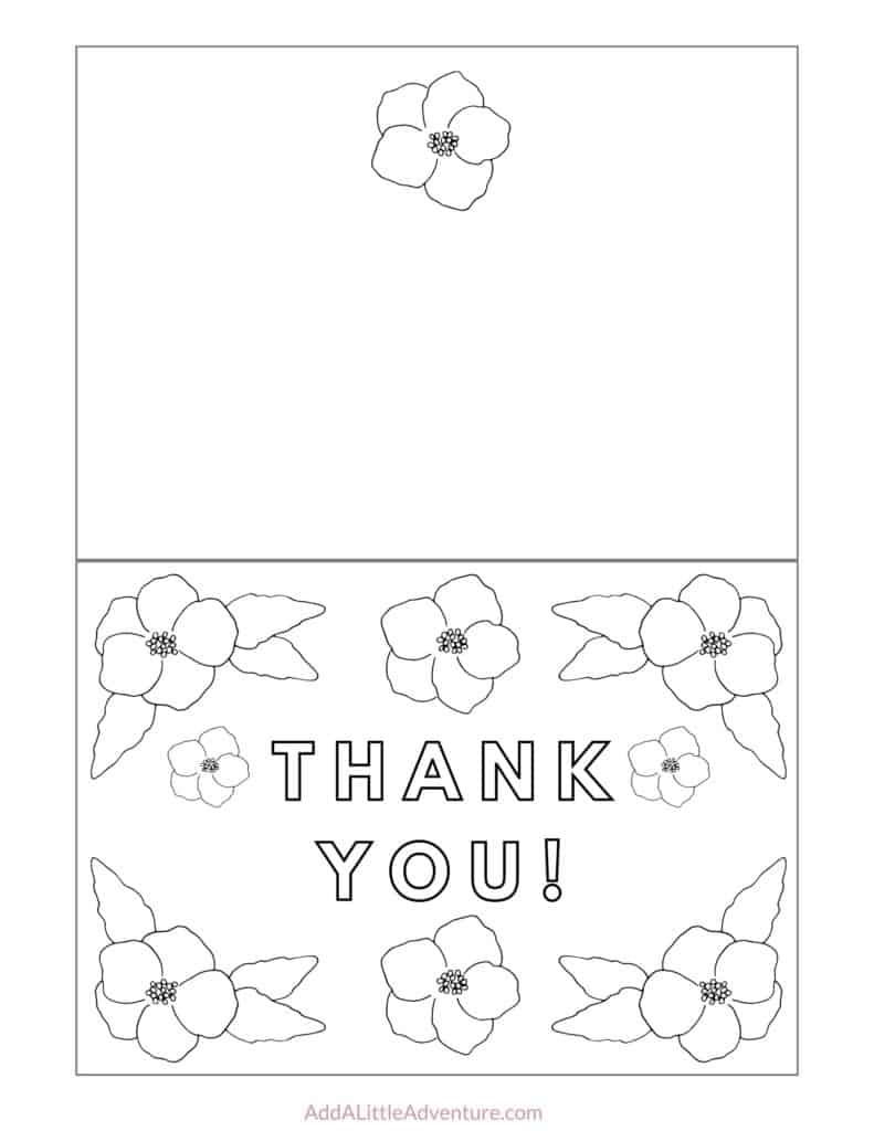 Free Printable Thank You Cards To Color - Add A Little Adventure pertaining to Foldable Thank You Card Printable