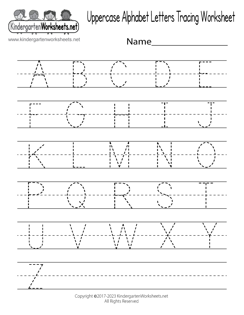 Free Printable Uppercase Alphabet Letters Tracing Worksheet intended for Free Printable Tracing Worksheets