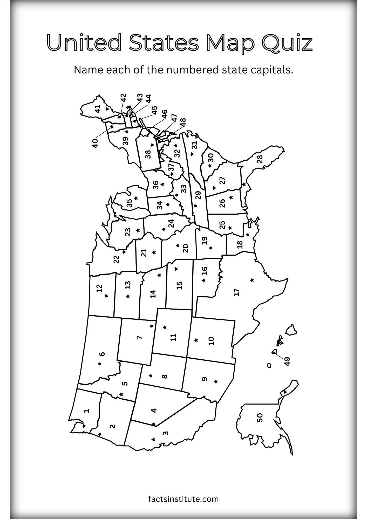 Free Printable Us States And Capitals Map (& Other Goodies) - The with States And Capitals Printable Test
