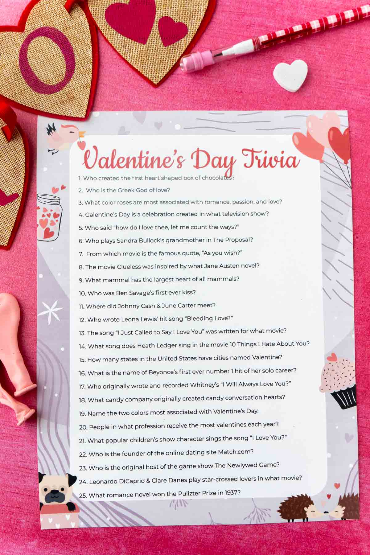 Free Printable Valentine'S Day Trivia Game - Play Party Plan within Valentine Trivia Questions and Answers Printable