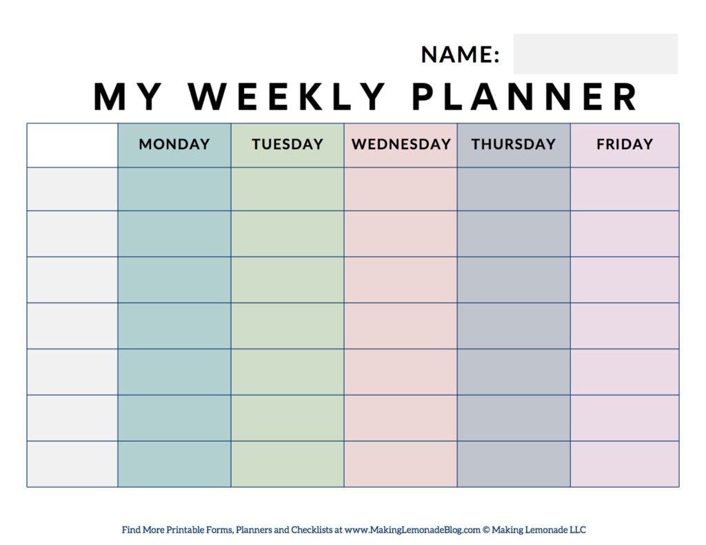 Free Printable Weekly Student Planner - Making Lemonade for Weekly Student Planner Printable Free