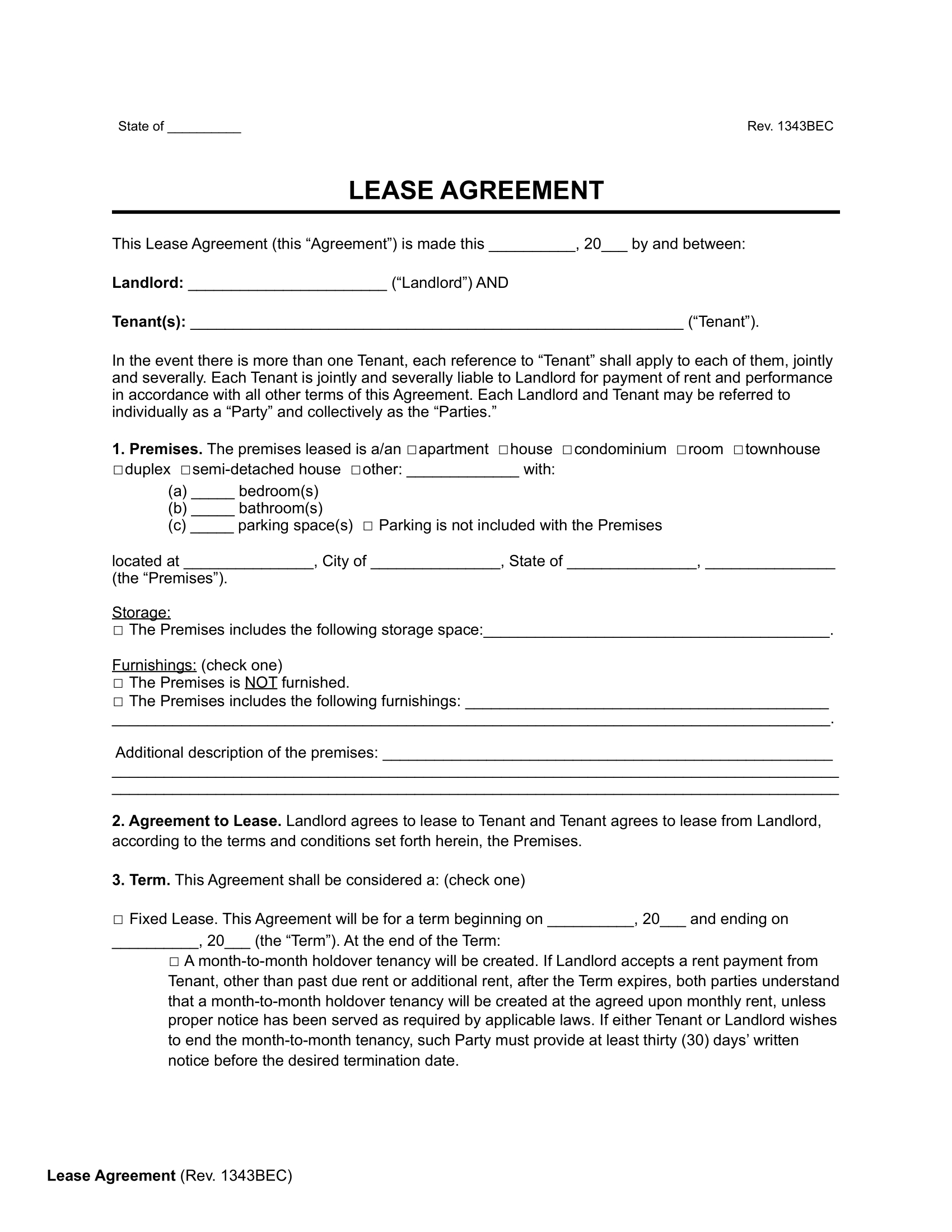 Free Rental & Lease Agreement Templates | Pdf & Word for Rental Lease Agreement Free Printable