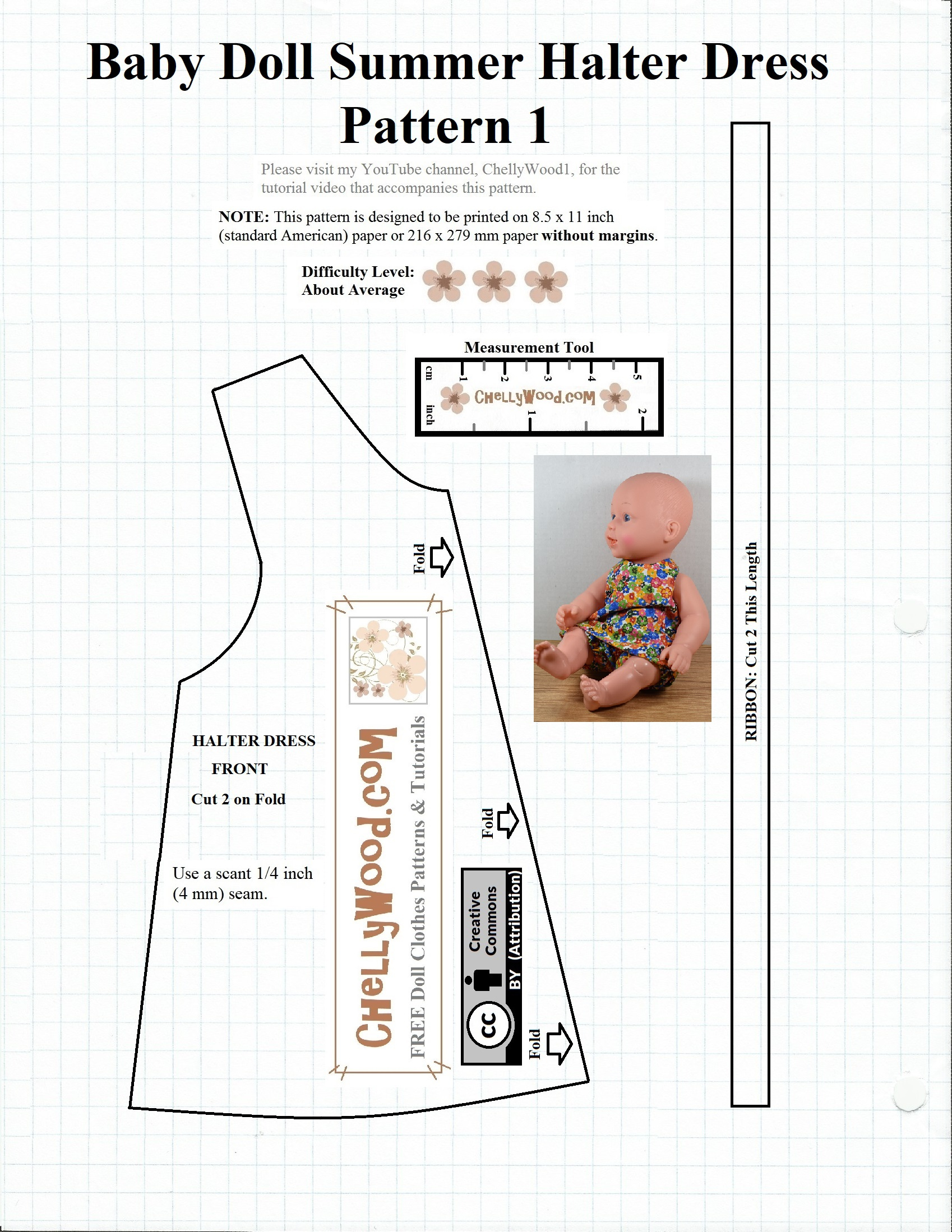 Free #Sewing Pattern For Baby #Dolls @ Chellywood #Crafts intended for Free Printable Beginner Sewing Patterns