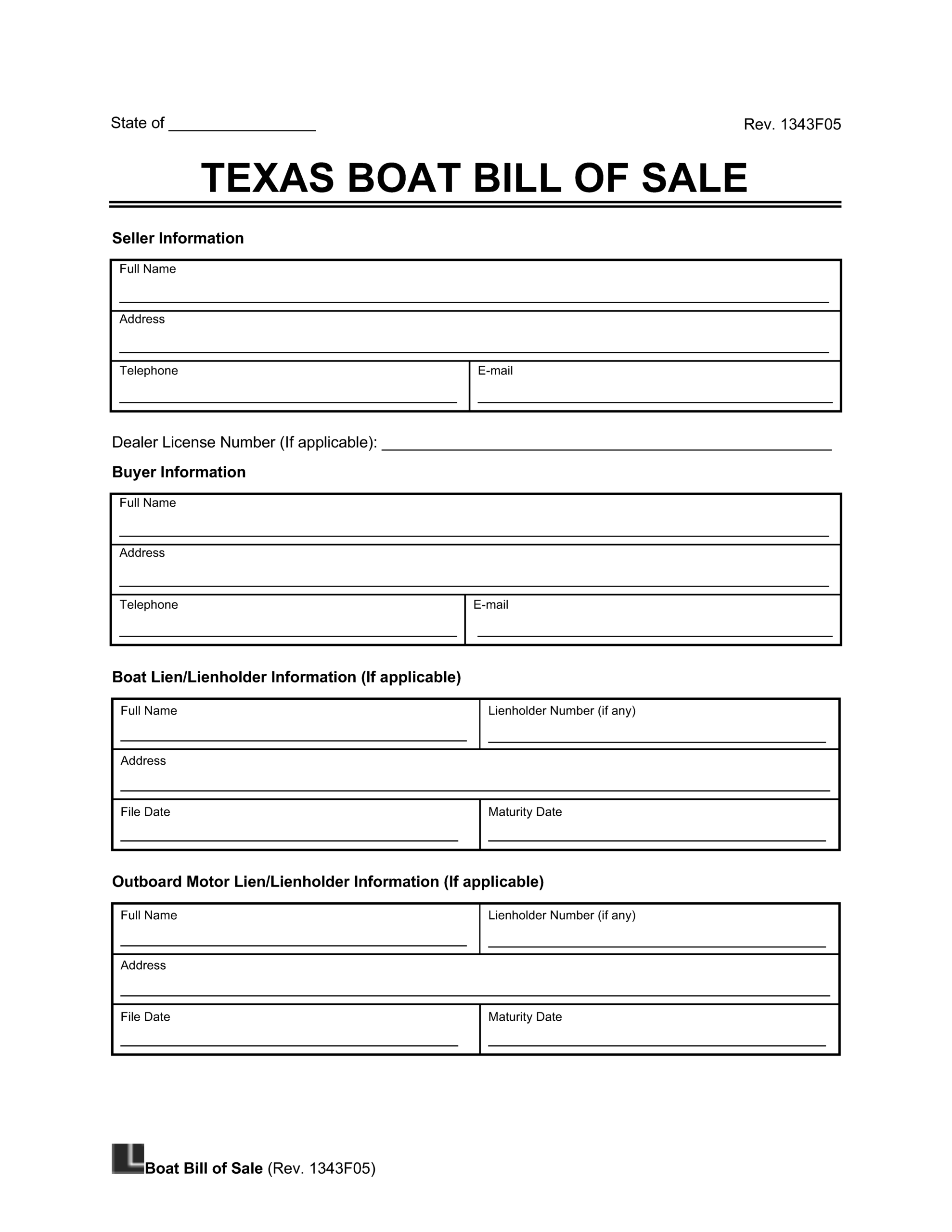 Free Texas Boat Bill Of Sale Template | Pdf & Word for Printable Boat Bill Of Sale Texas