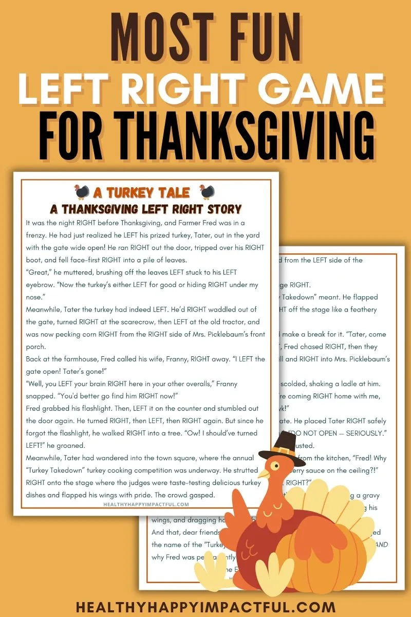 Free Thanksgiving Left Right Game Printable: A Turkey Tale in Thanksgiving Left Right Game Free Printable