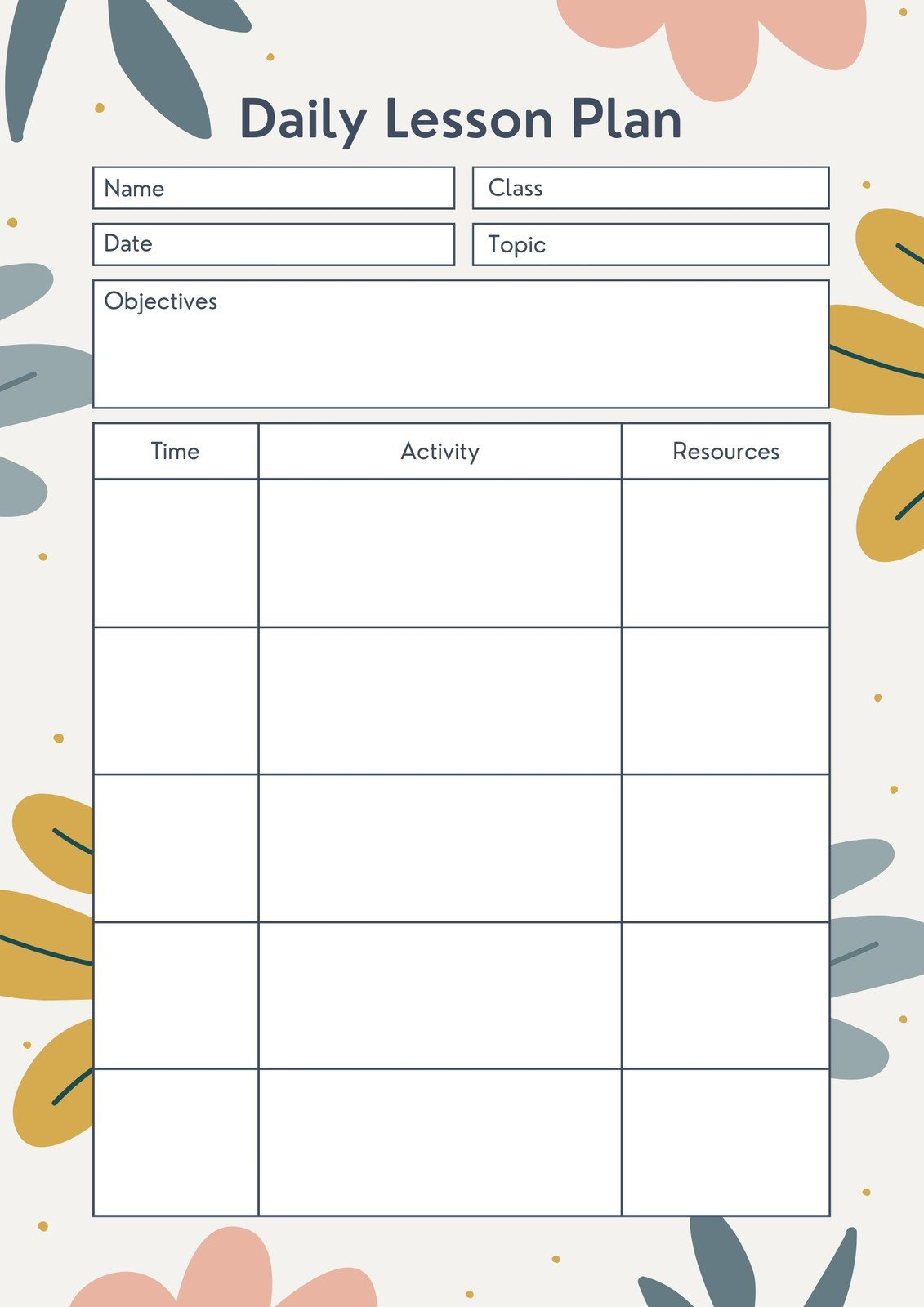 Free To Print Preschool Weekly Lesson Plan Templates | Canva for Free Printable Preschool Lesson Plan Forms