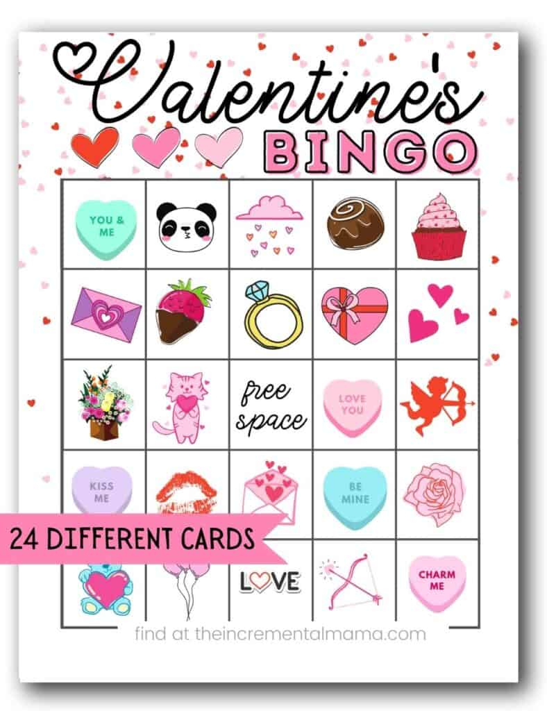 Free Valentine'S Bingo Printables (24 Cards) - The Incremental Mama in Valentine Bingo Cards Free Printable