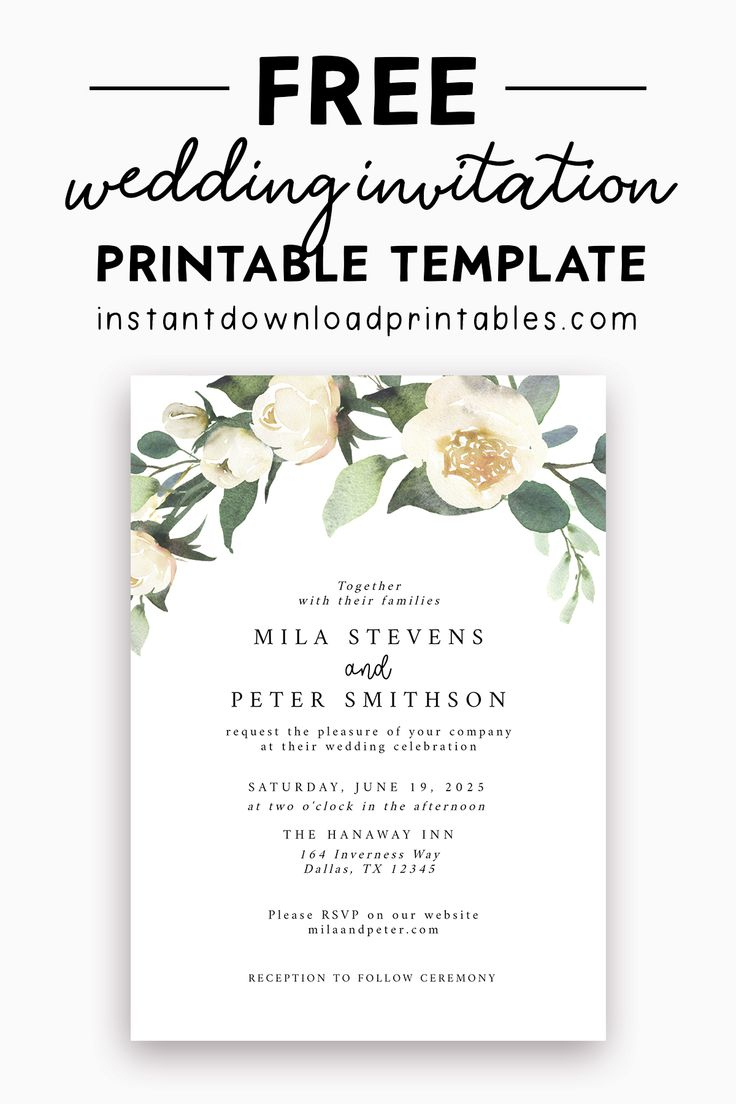 Free Wedding Invitation Templates - Instant Download Printables for Free Printable Wedding Cards Templates