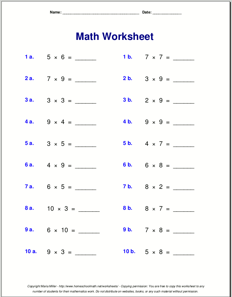 Grade 4 Multiplication Worksheets throughout Multiplication Facts Worksheets Free Printable