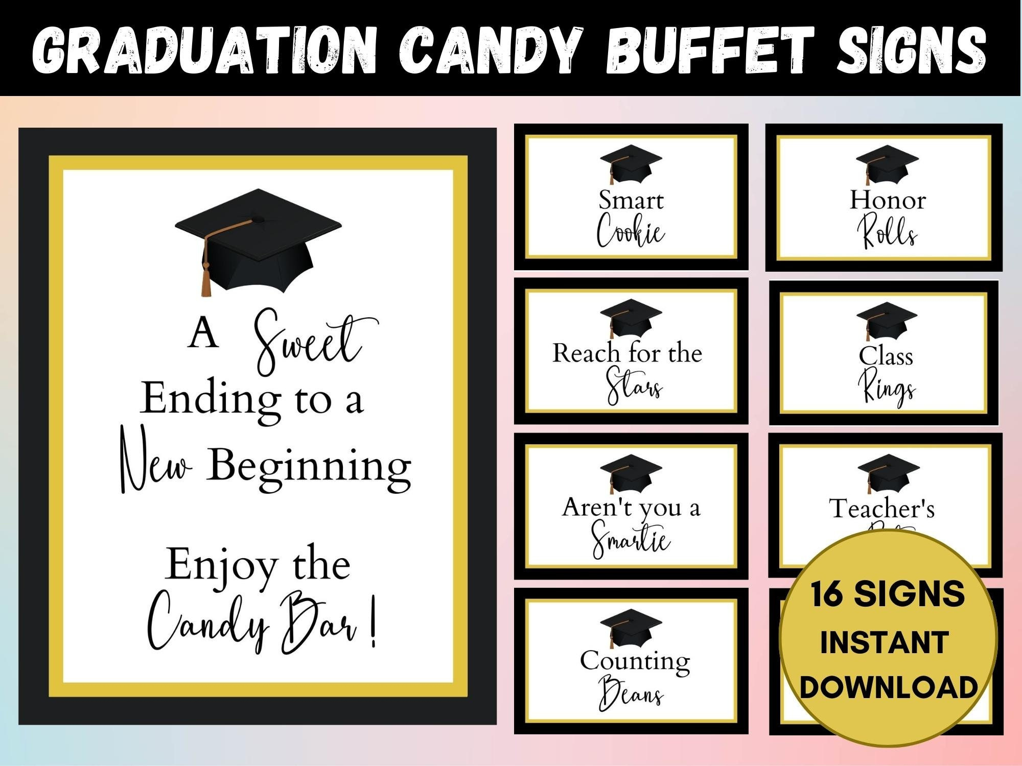 Graduation Candy Bar, Grad Party Favors, Candy Buffet Signs, Candy regarding Templates Free Free Printable Graduation Candy Buffet Signs