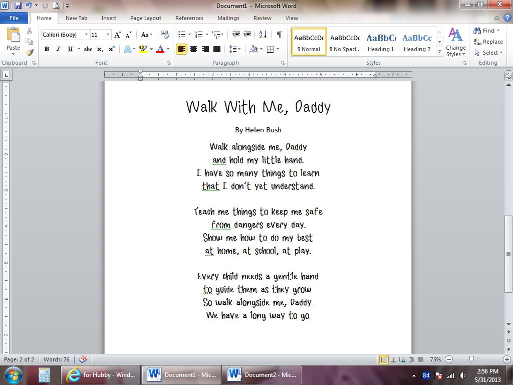 Grits & Giggles: Walk With Me, Daddy {Tutorial} within Walk with Me Daddy Printable Poem