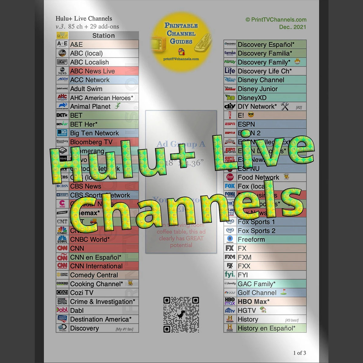 Hulu Live Tv Channels | Hulu Tv Station List | Pdf :: Behance intended for Hulu Live Tv Channels List Printable