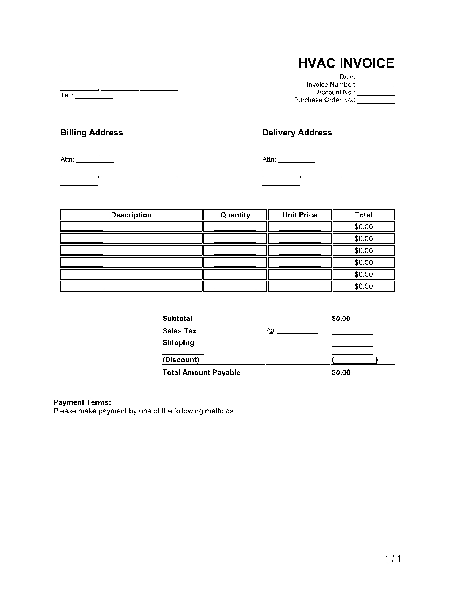 Hvac Invoice Template: Get Your Free Sample Now! | Cocosign inside Free Printable Hvac Invoice Template