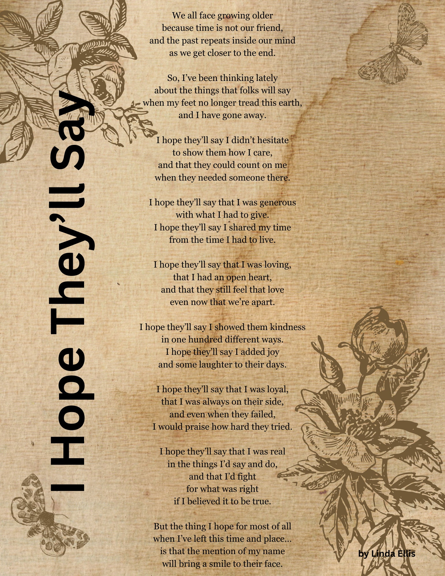 I Hope They'Ll Say (Downloadable) Poem Printlinda Ellis inside The Dash Poem Printable