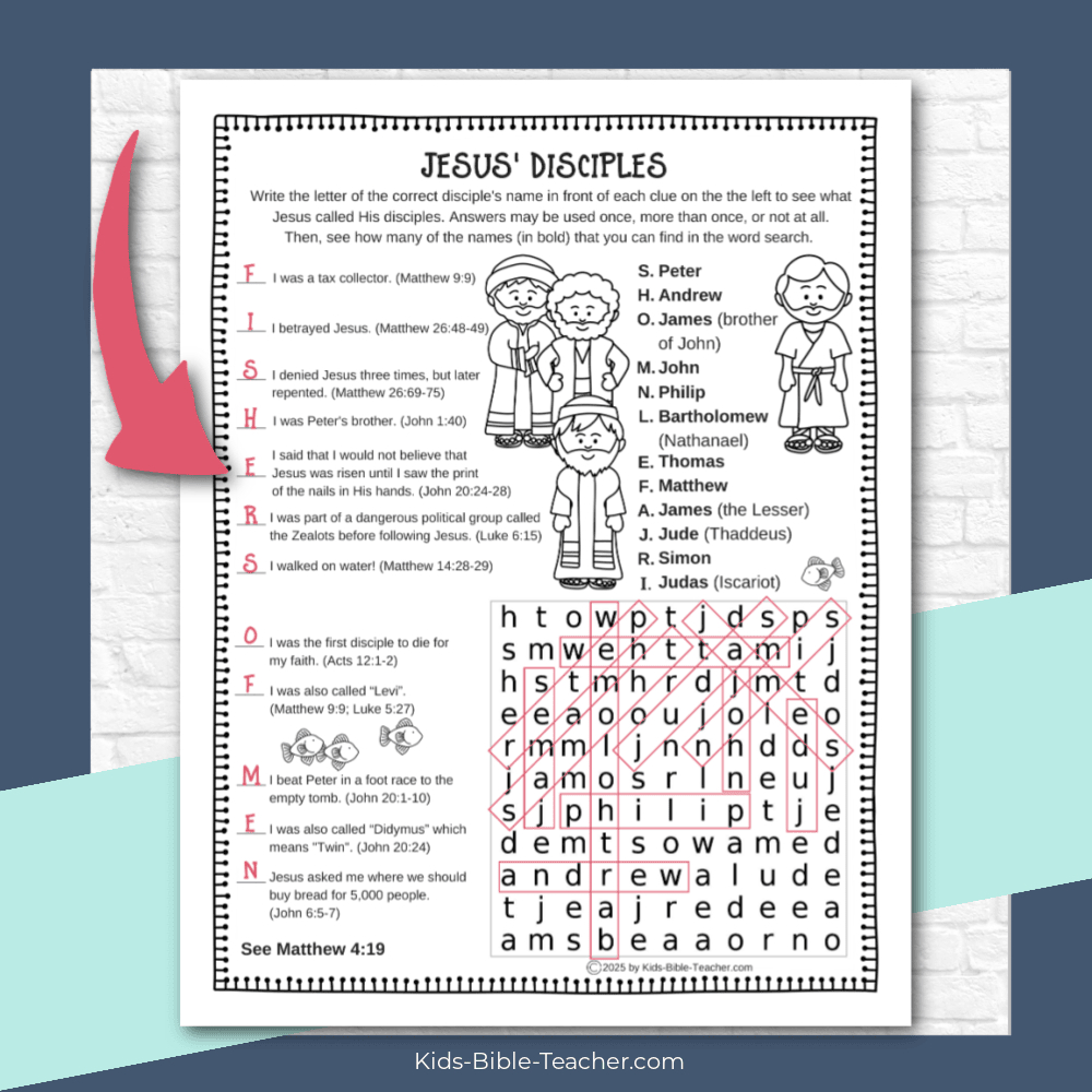 Jesus' Disciples Activity Page – Fun Bible Worksheet For Kids with Free Printable 12 Disciples Worksheet