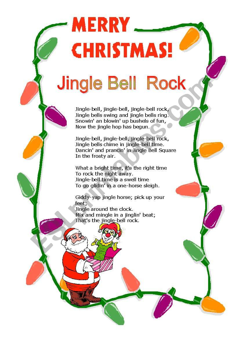 Jingle Bell Rock - Esl Worksheetcassy within Jingle Bell Rock Lyrics Printable