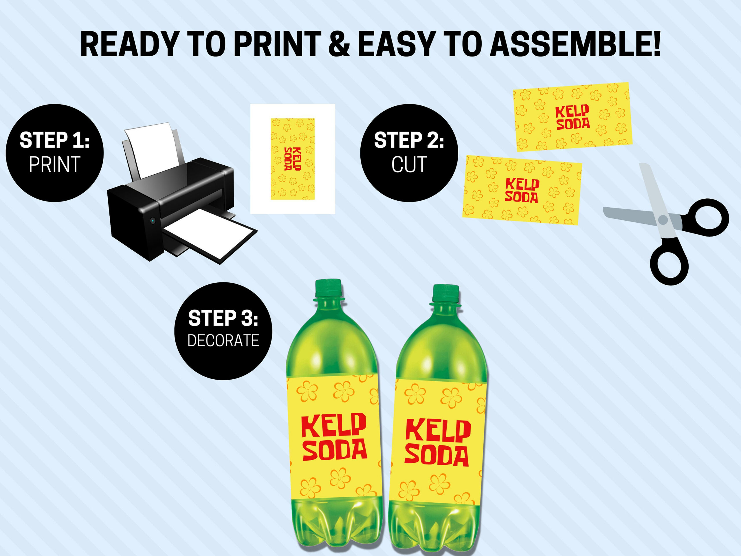 Kelp Soda 2 Litre Printable Bottle Labels [Instant Download] - 2L in Kelp Soda Labels Printable Free