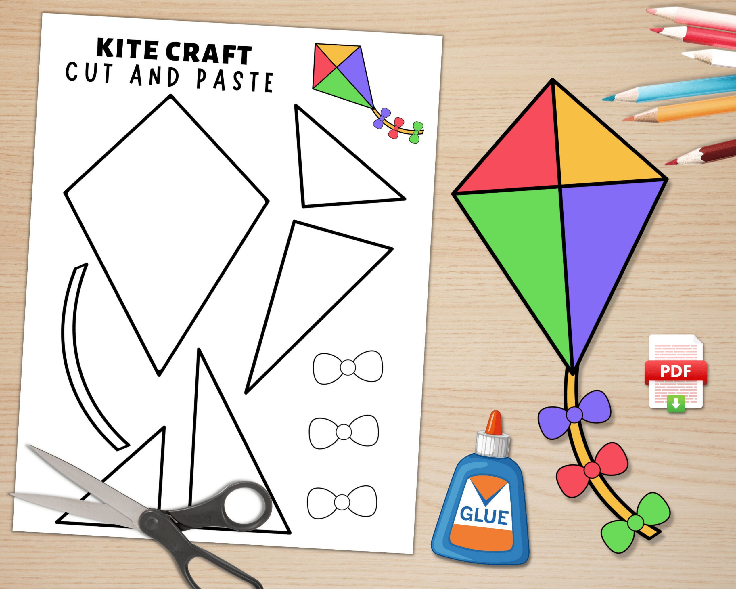 Kite Craft For Kids | Spring Activities | Build A Kite | Cut And throughout Printable Cut Out Kite Template