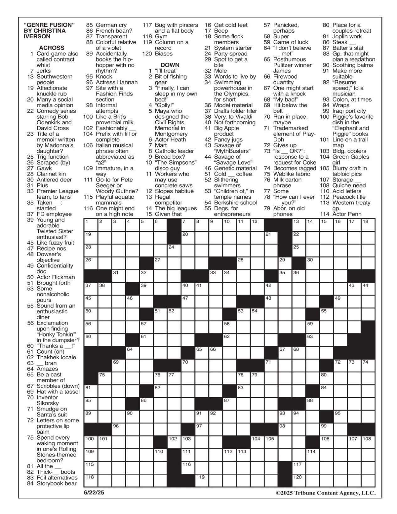 La Times Crossword: June 22, 2025 | Crosswords | Yakimaherald for Printable La Times Crossword Puzzle