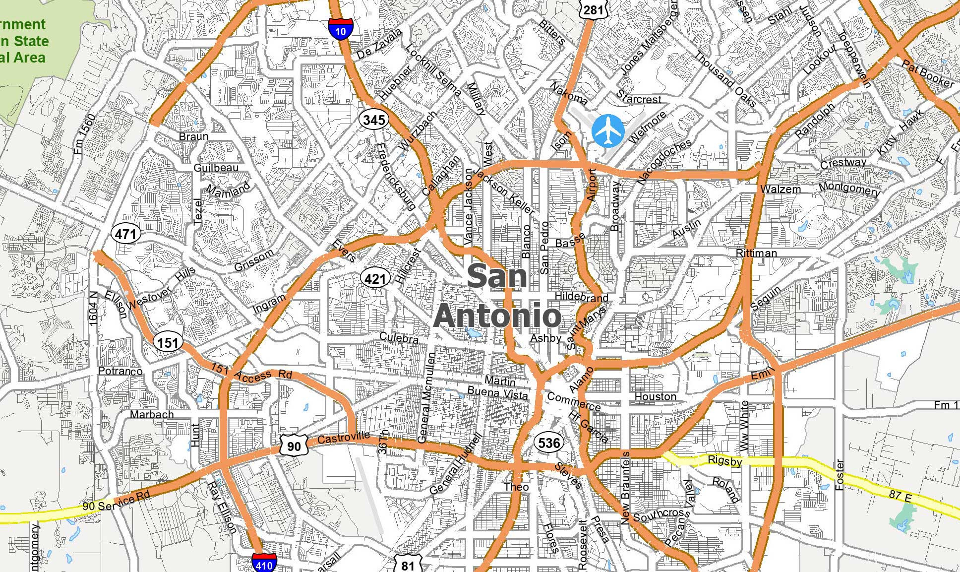 Map Of San Antonio, Texas - Gis Geography inside Printable Map of San Antonio