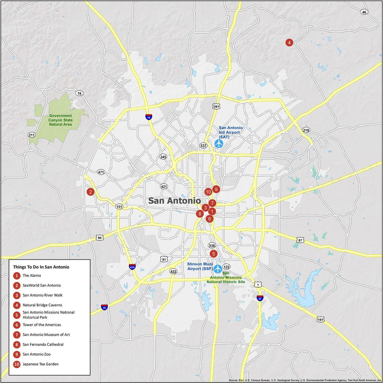 Map Of San Antonio, Texas - Gis Geography with regard to Printable Map Of San Antonio