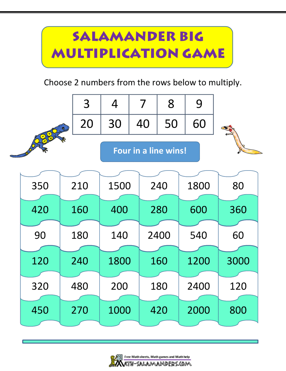 Math Games 4Th Grade for Math Games For 4Th Graders Printable