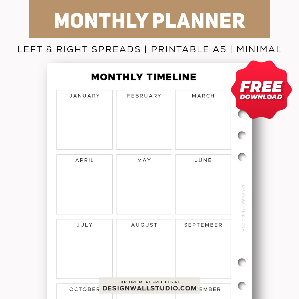 Monthly Planner – Printable Insert (A5) – Free Pdf Download | Two within A5 Monthly Planner Printable Free