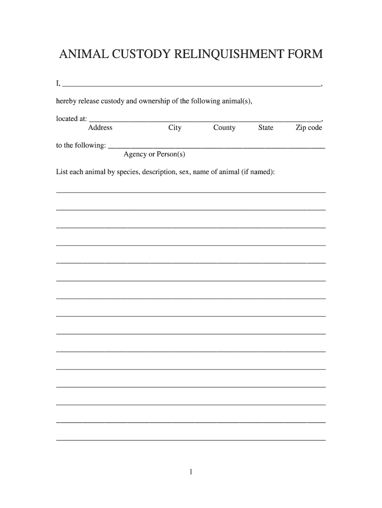 Ok Ohrc Animal Custody Relinquishment Form - Fill Online with regard to Free Printable Animal Surrender Form