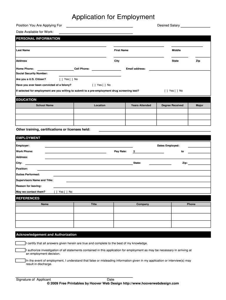 Online Application For Employment Form - Fill Online, Printable in Printable Blank Application Forms For Employment