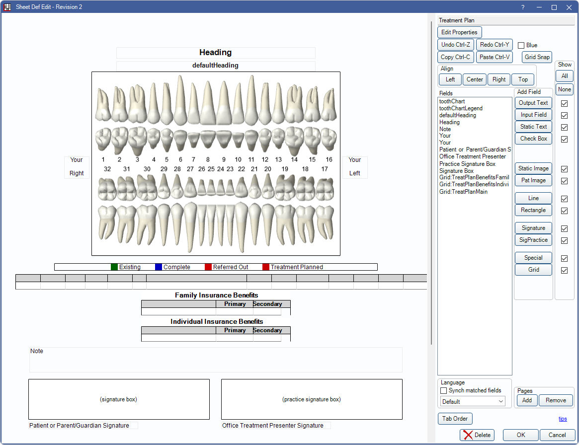 Open Dental Software - Treatment Plan Layout with Printable Dental Treatment Plan Template
