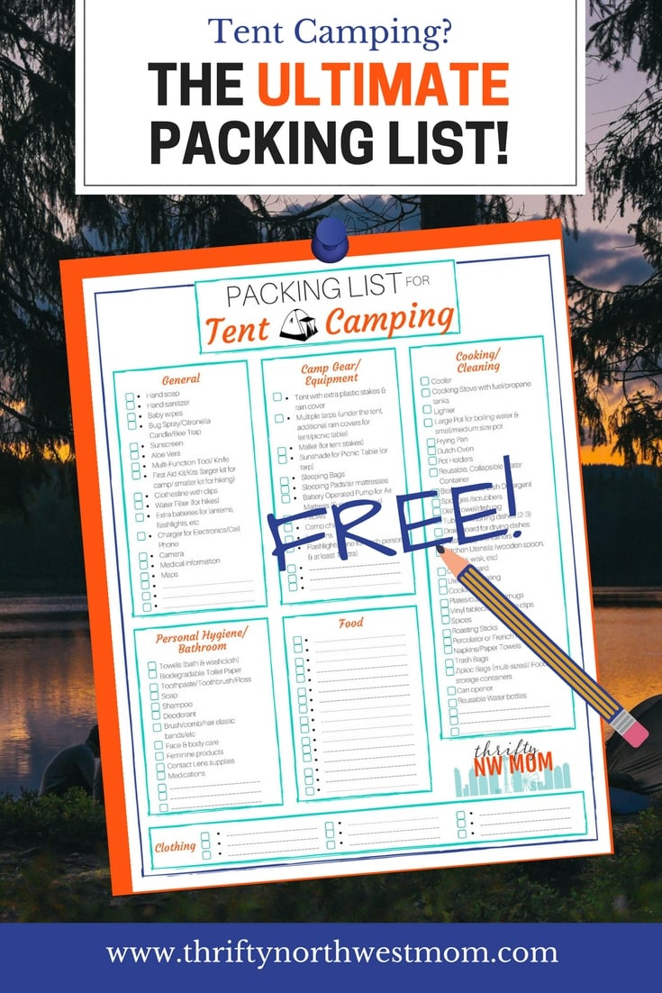 Packing List For Tent Camping - Free Printable - Thrifty Nw Mom with Tent Camping Packing List Printable