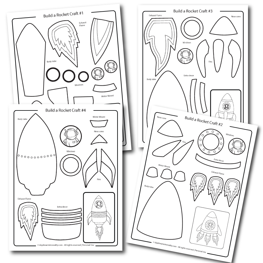 Paper Build A Rocket Craft For Kids | Free Pdf Template with regard to Printable Cut Out Rocket Template