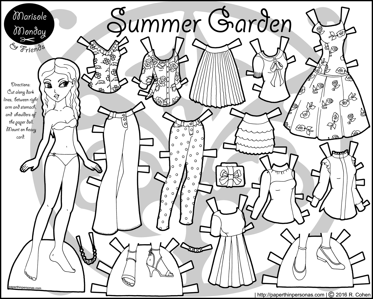 Paper Doll Dress Up Set: Summer Garden inside Printable Paper Doll Dress Up