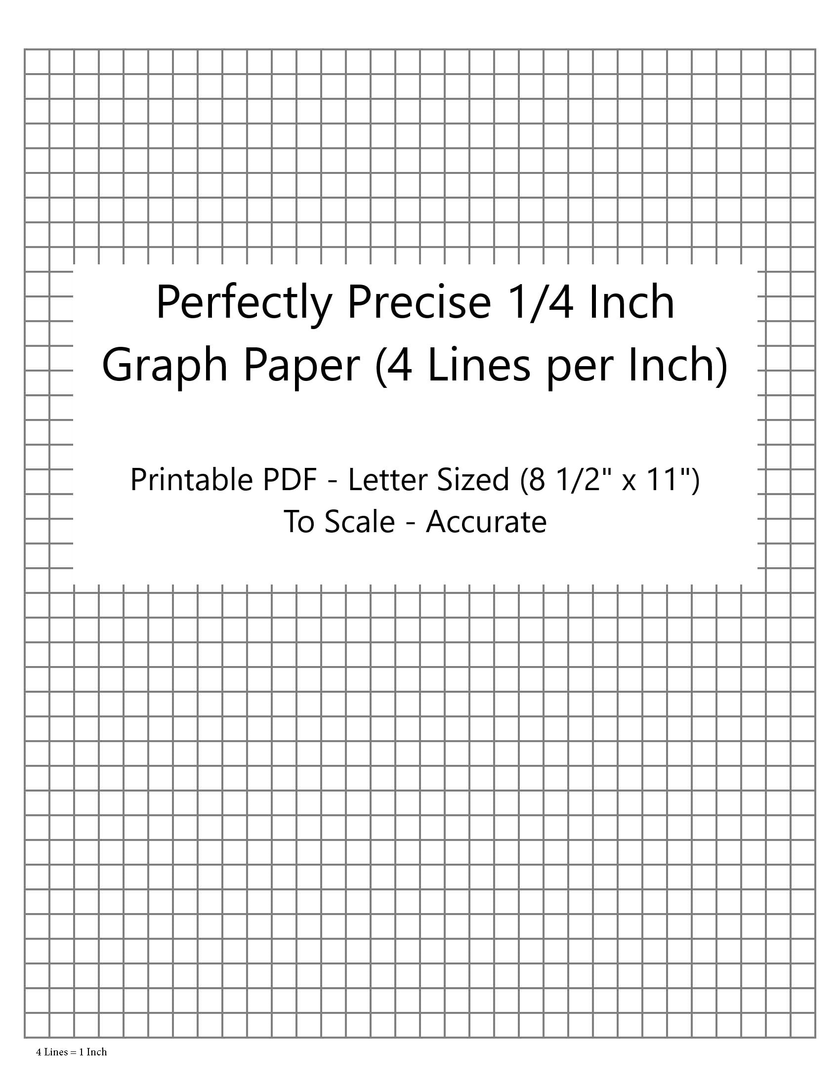 Perfectly Scaled And Precise Printable Graph Paper - 4/4 - 1/4 Inch (4 Lines Per Inch) for 1 4 Inch Printable Graph Paper