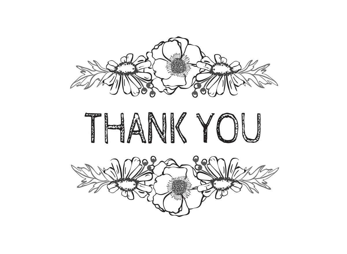 Photo Card Template: Thank You - Flowers - Black On White Template with regard to Black And White Thank You Cards Printable