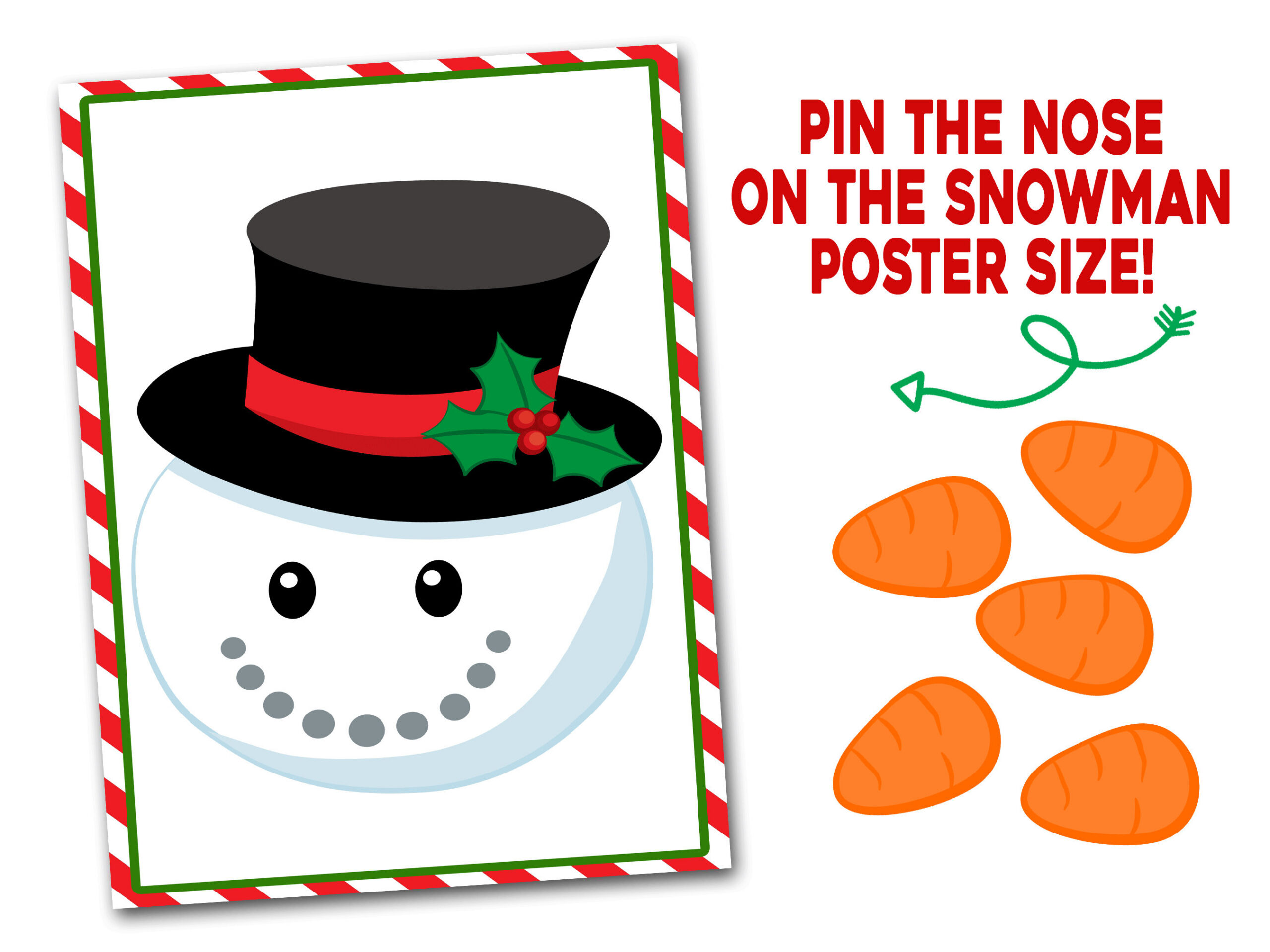 Pin The Nose On The Snowman, Printable, Weihnachten Klasse Party inside Pin the Nose on the Snowman Printable