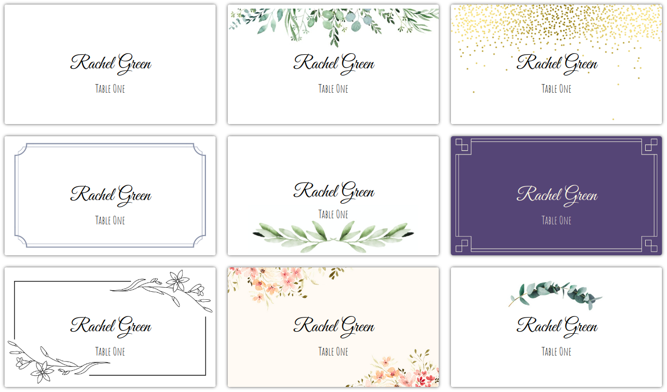 Place Card Me | Printable Place Cards In Under Five Minutes. regarding Printable Place Cards For Weddings