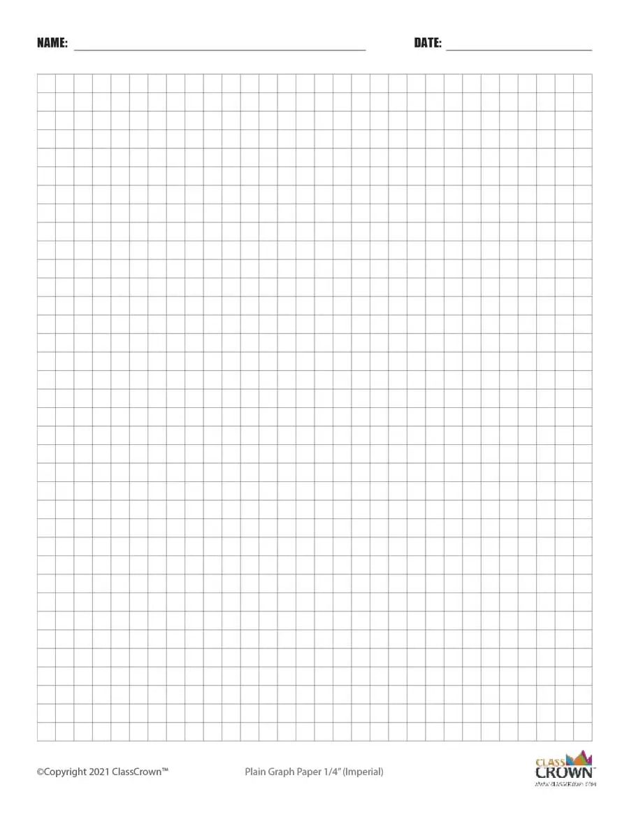 Plain Graph Paper With Name Block | Classcrown for 1 4 Inch Printable Graph Paper