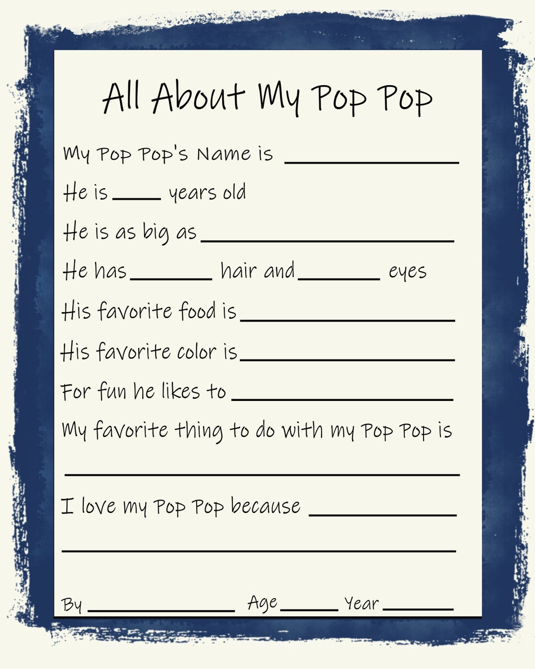 Pop Pop, Father'S Day, All About My Pop Pop, Father'S Day regarding All About My Pop Pop Free Printable