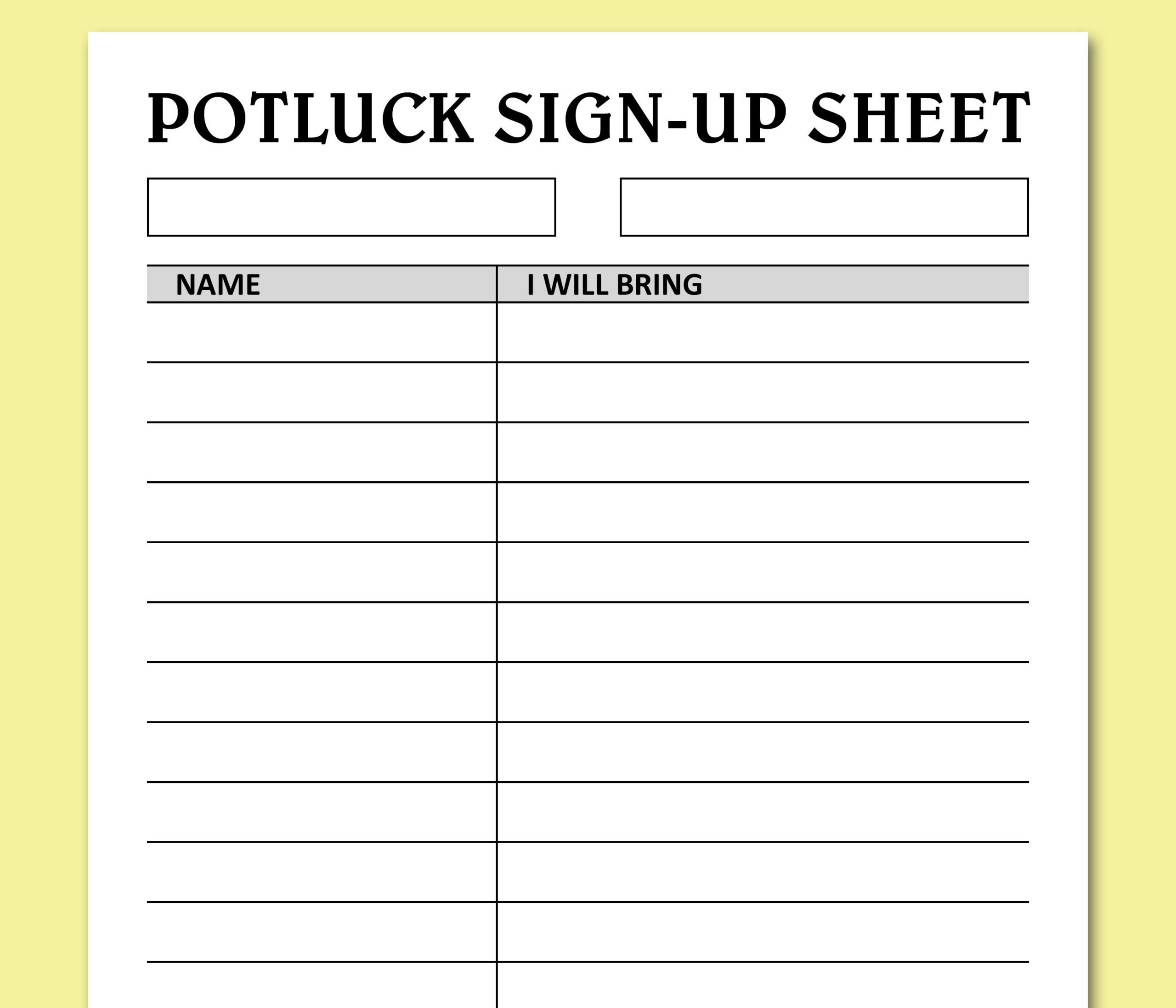 Potluck Sign Up Sheet, Feiertage Events Potluck Brunch Dinner within Printable Sign Up Sheet For Potluck