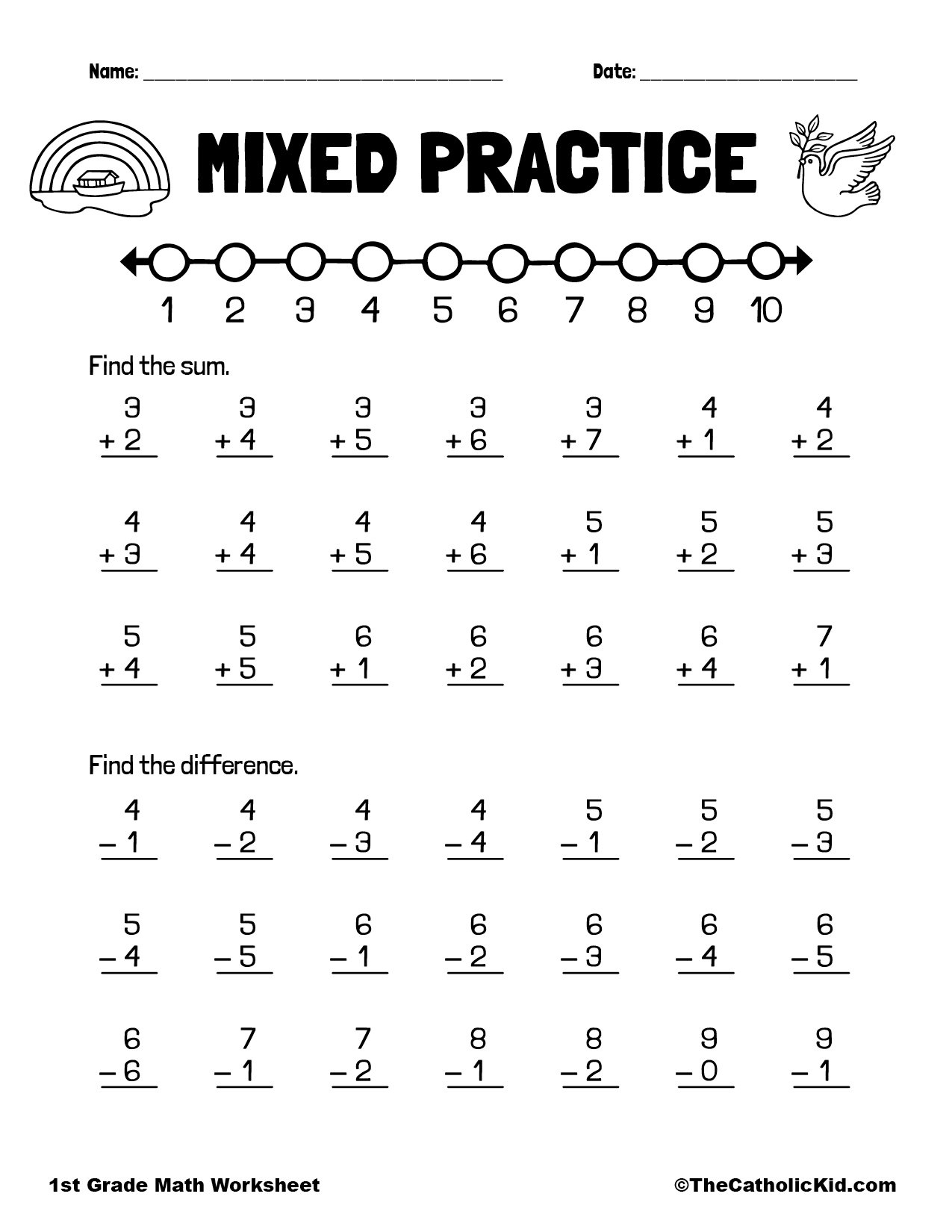 Practice Addition &Amp; Subtraction - 1St Grade Math Worksheet with Math For First Graders Printable Worksheets