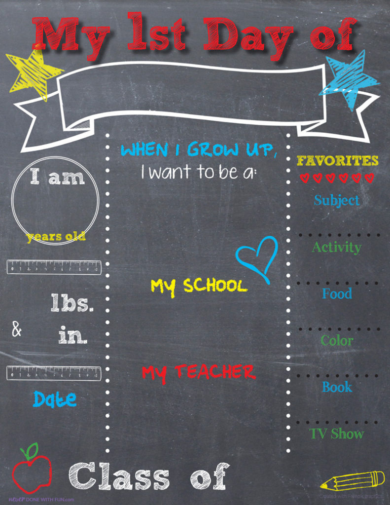 Printable Back-To-School Chalkboard Sign - #Neverdonewithfun with Free Printable Back To School Signs