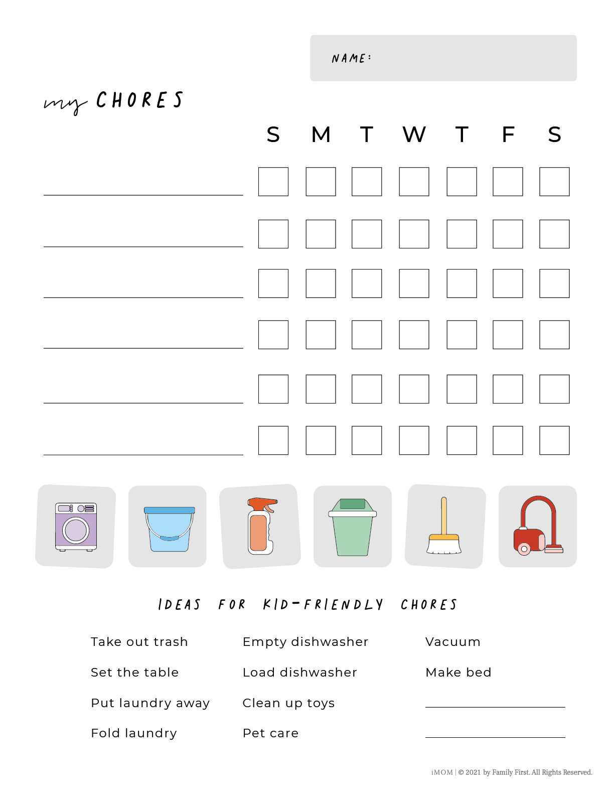 Printable Chore Chart For Kids - Imom within Printable Chore List For Teenager