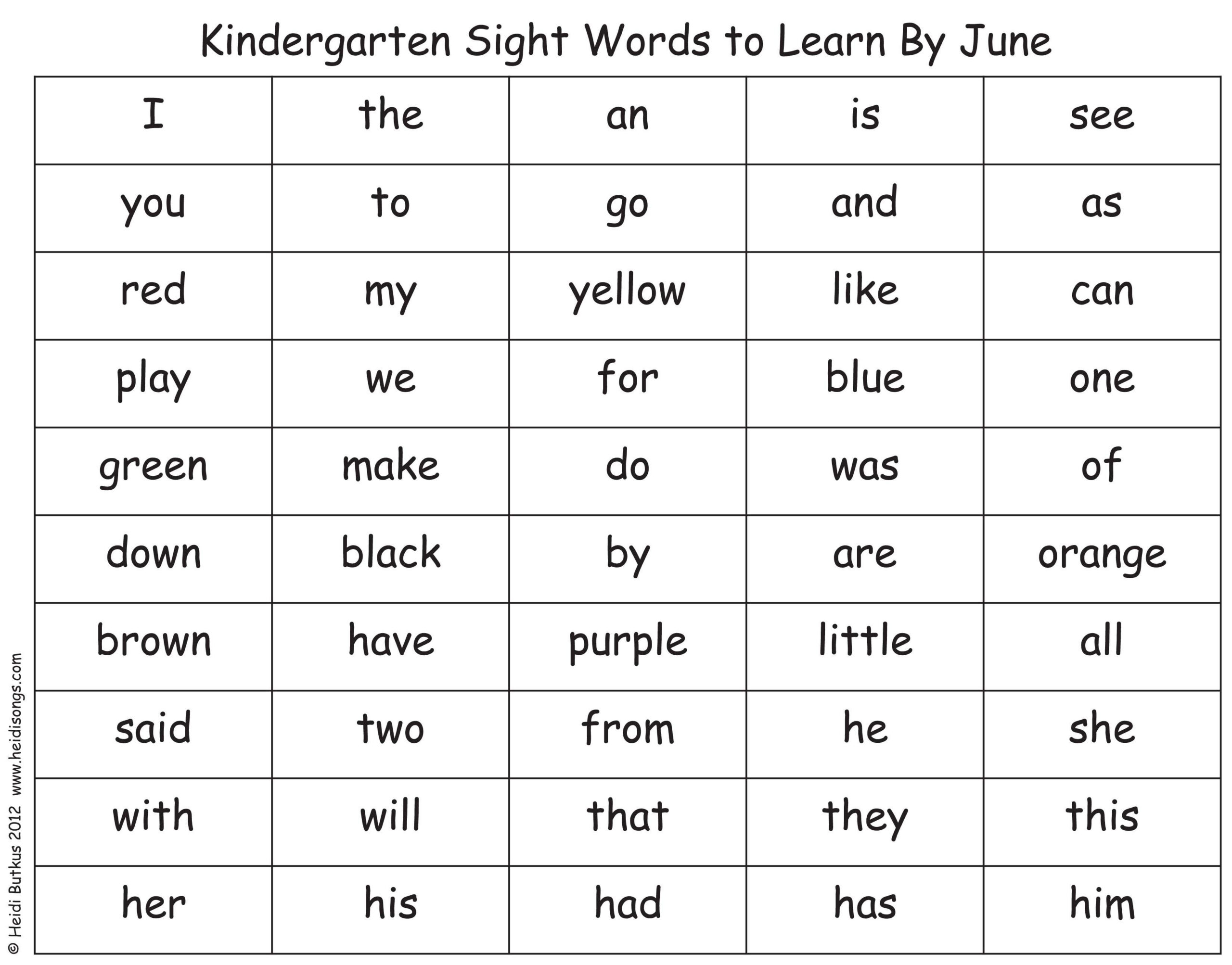 Printable List Of Kindergarten Sight Words - Printable Bingo Cards pertaining to Printable Kindergarten Sight Word List