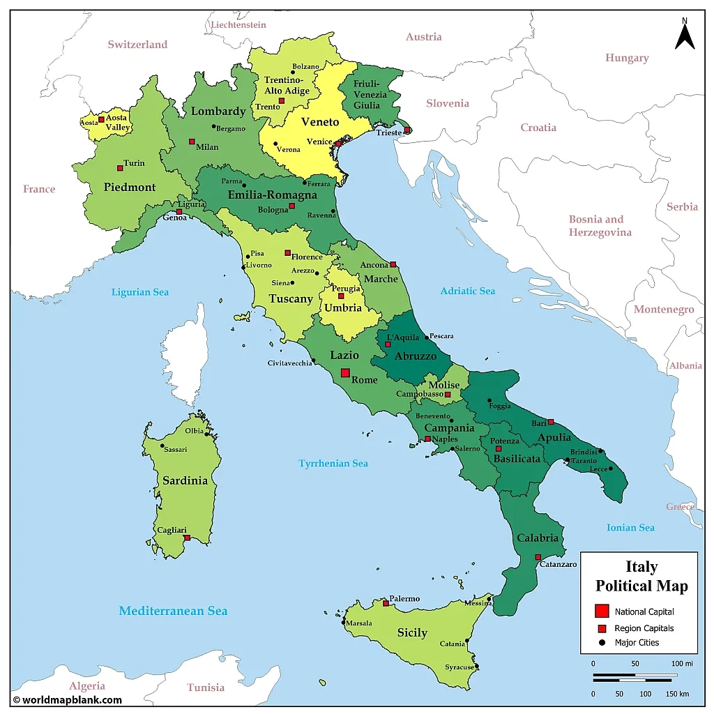Printable Map Of Italy – Regions Of Italy Map [Pdf] intended for Printable Map of Italy with Cities