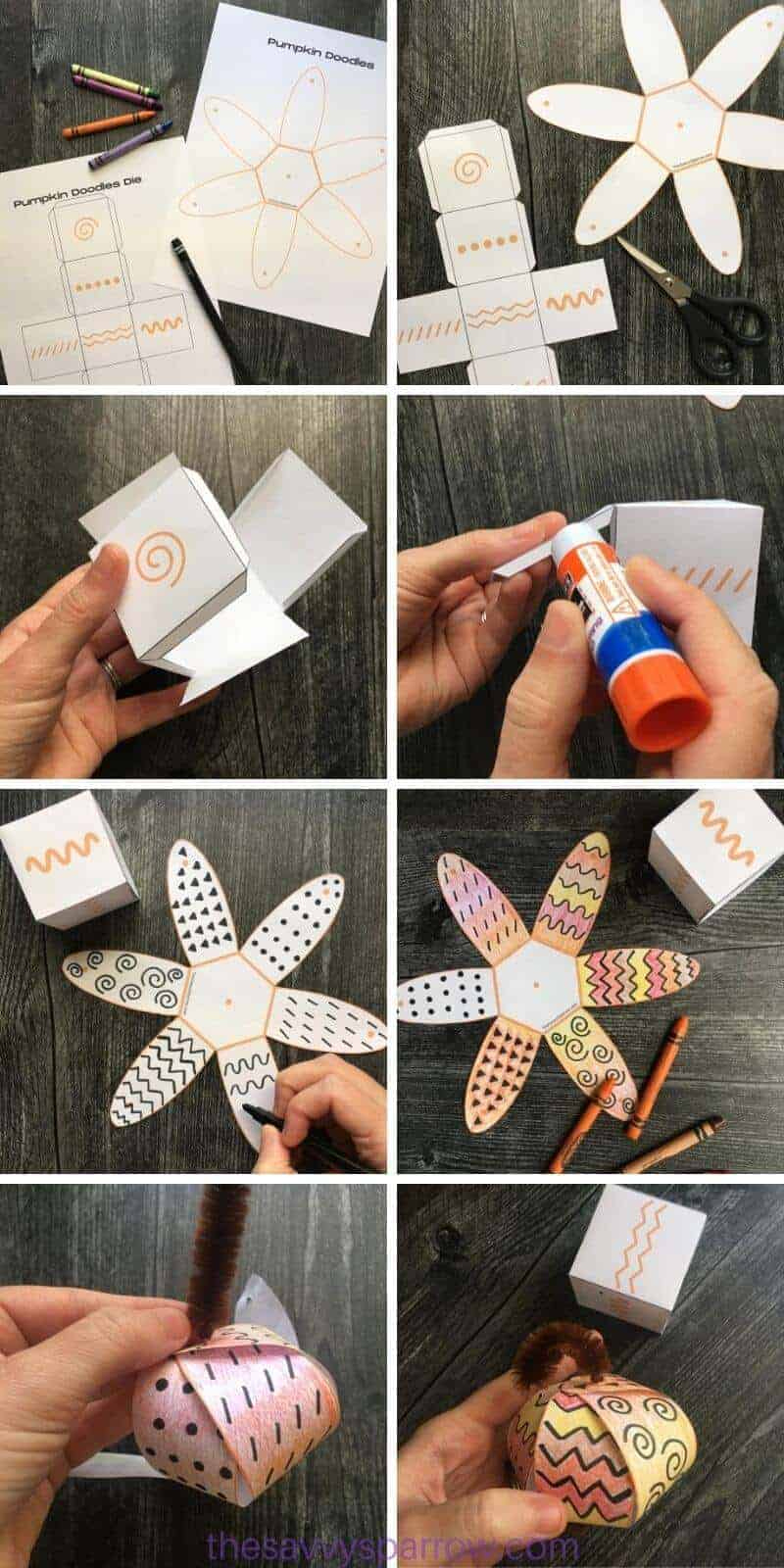 Printable Paper Pumpkin Craft For Kids - The Savvy Sparrow with regard to Printable 3d Paper Pumpkin Templates