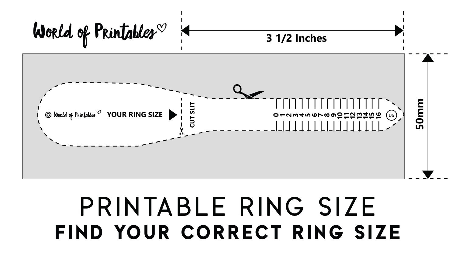 Printable Ring Size Chart - Find Your Ring Size Easy - World Of intended for Men's Ring Size Chart Printable