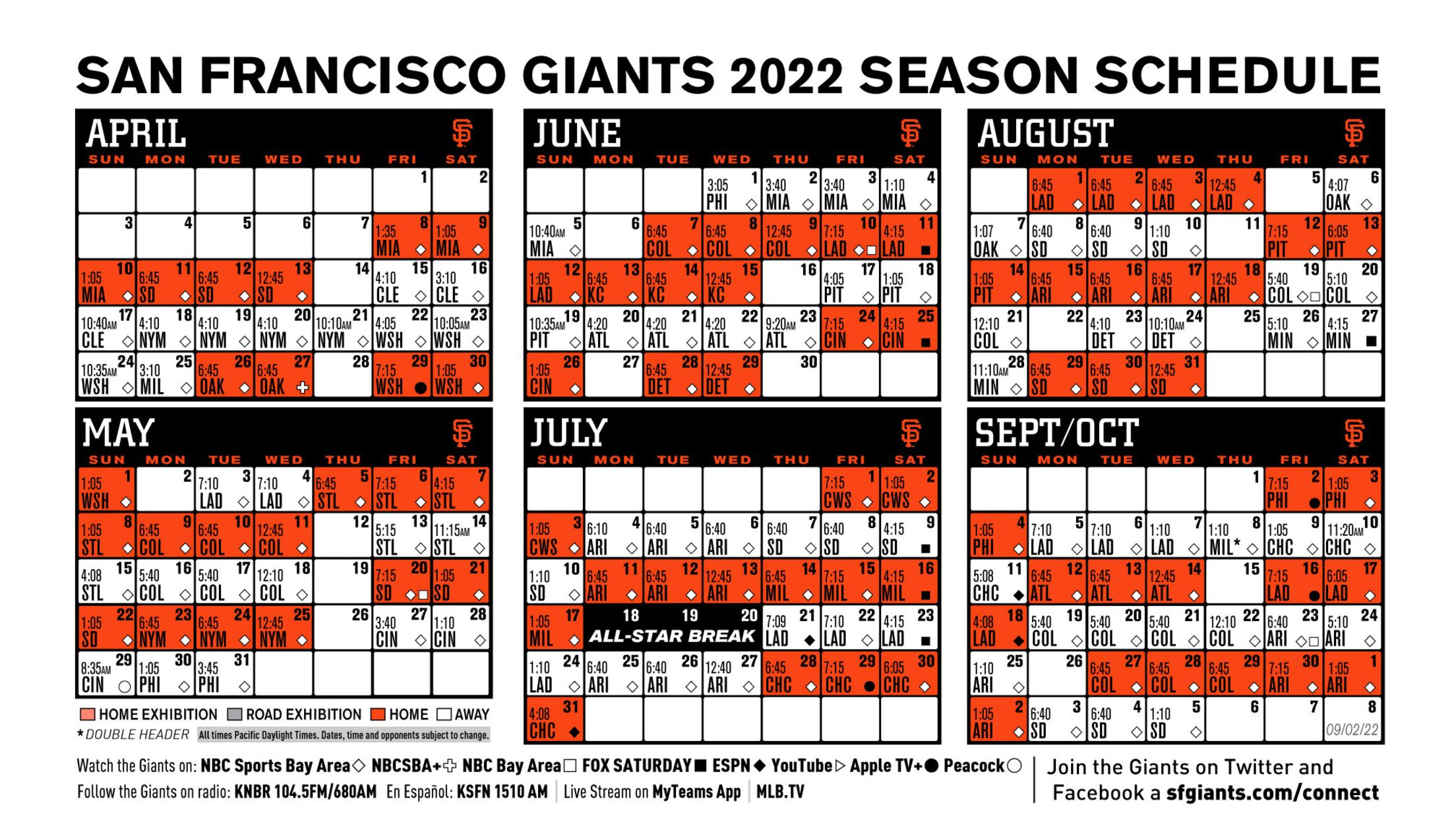 Printable Schedule | San Francisco Giants inside San Francisco Giants Printable Schedule
