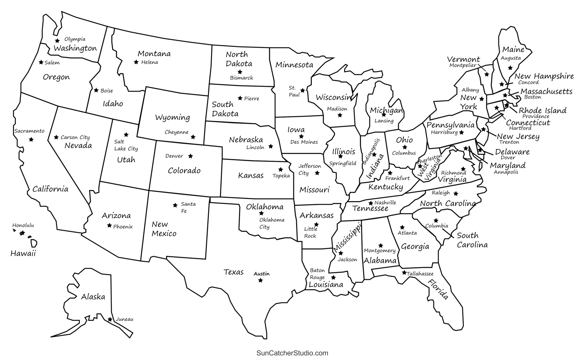 Printable Us Maps With States (Usa, United States, America) – Diy throughout Printable Us States And Capitals Map