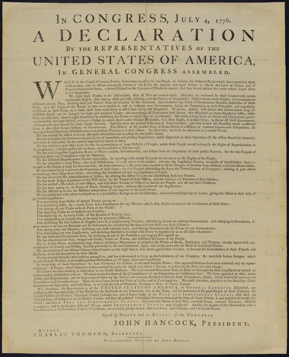 Printing The Declaration Of Independence | Bibliomania regarding Printable Copy of the Declaration of Independence